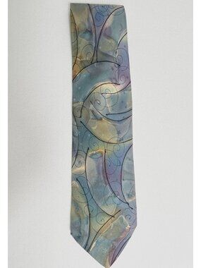 Robert Daskal Silk Tie Hand Painted Abstract Swirl Star Artist Signed USA